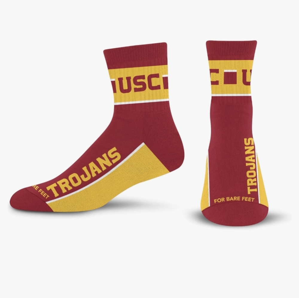 For Bare Feet  Officially Licensed USC Trojans Red and Gold Socks